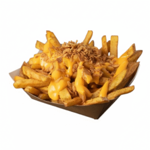 Frites cheddar + Oignons crispy